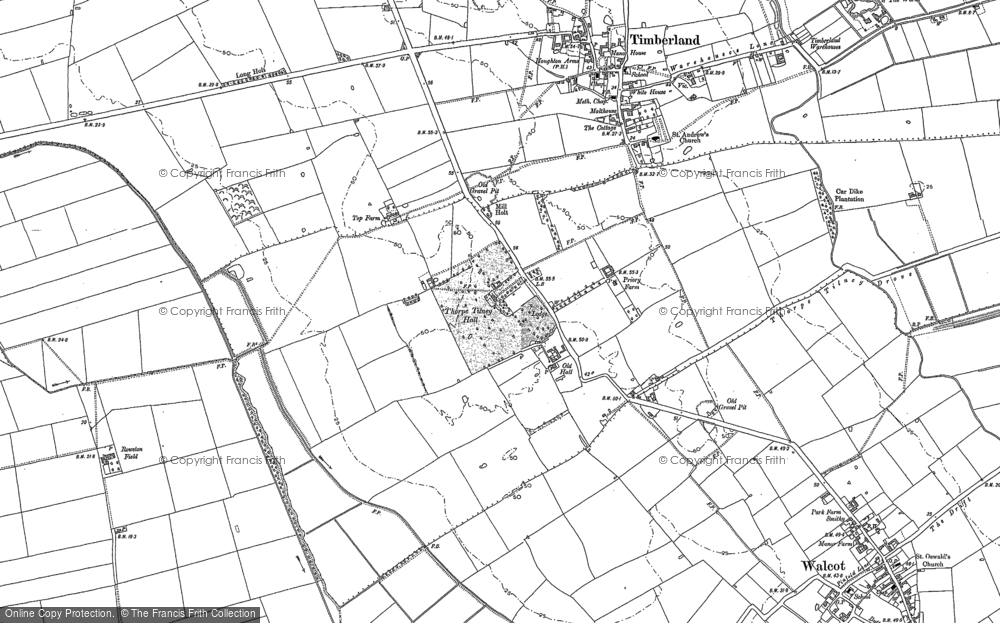 Old Map of Thorpe Tilney, 1887 in 1887