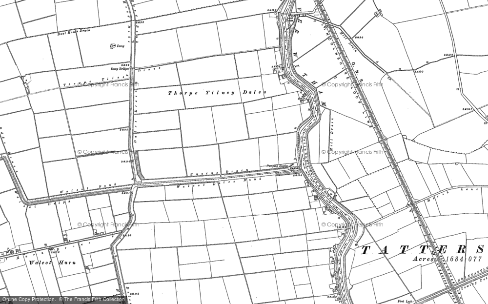 Old Map of Thorpe Tilney Dales, 1887 in 1887
