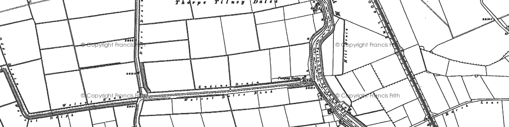 Old map of Thorpe Tilney Dales in 1887