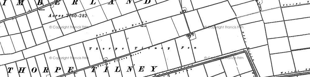 Old map of Thorpe Tilney Fen in 1887