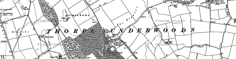 Old map of Thorpe Underwood in 1892