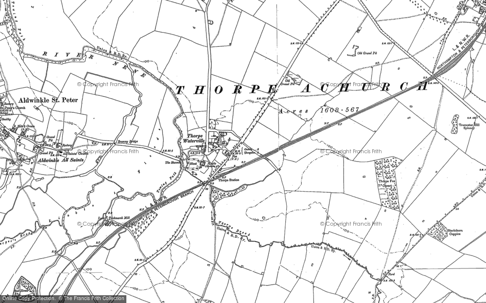 Old Map of Thorpe Waterville, 1885 - 1899 in 1885