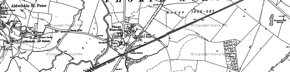 Old map of Thorpe Waterville in 1885