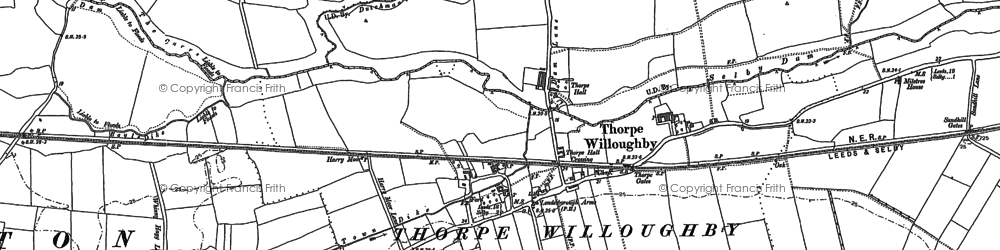 Old map of Thorpe Willoughby in 1888