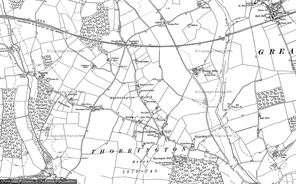 Old Map of Historic Map covering Hollybush Hill in 1896