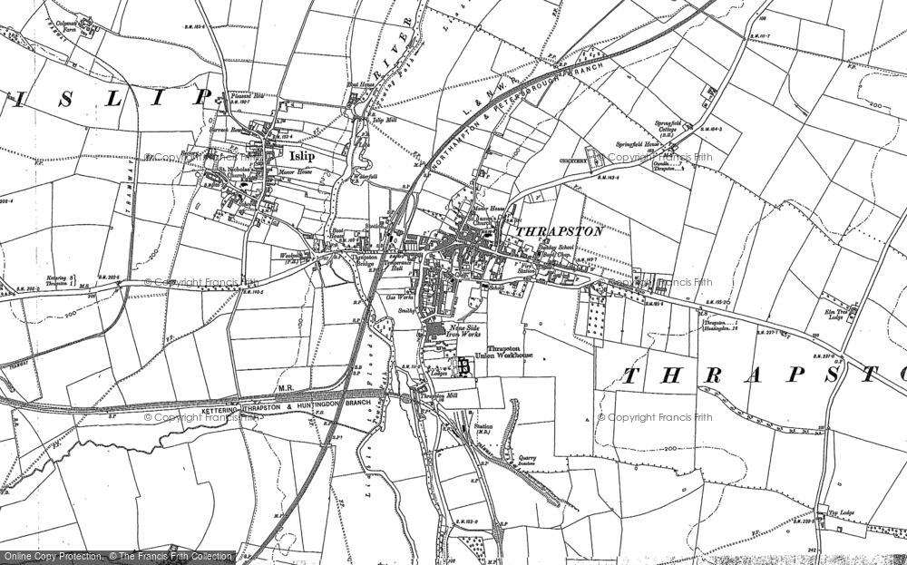 Old Map of Thrapston, 1885 in 1885