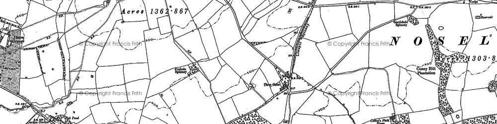 Old map of Three Gates in 1885