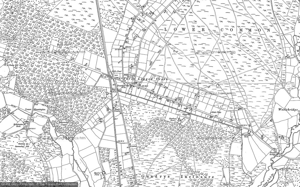 Old Map of Three Legged Cross, 1900 in 1900