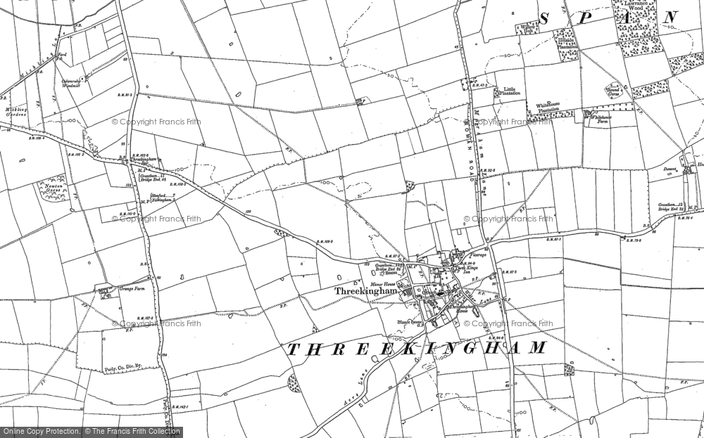 Old Map of Threekingham, 1887 in 1887