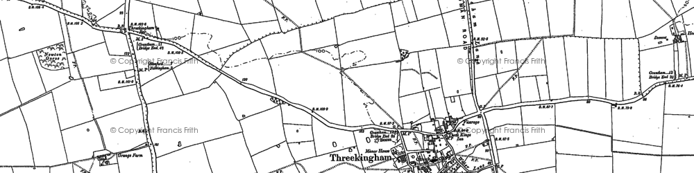 Old map of Threekingham in 1887