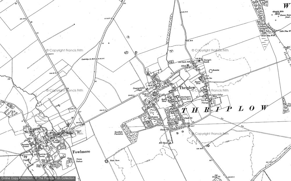 Old Map of Thriplow, 1892 in 1892