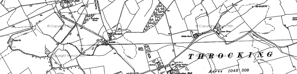 Old map of Throcking in 1896