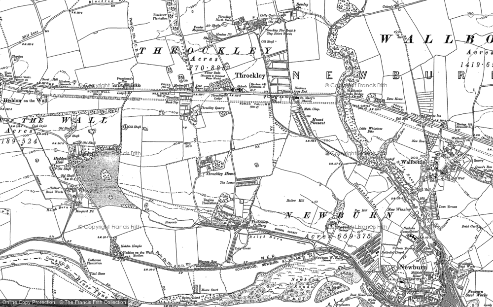 Old Map of Throckley, 1895 in 1895