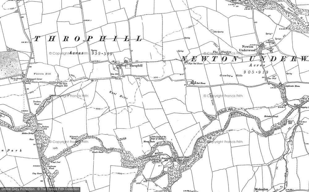 Old Map of Throphill, 1896 in 1896
