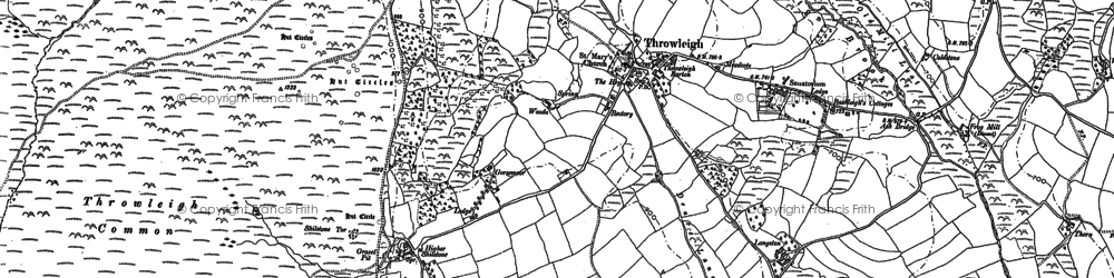 Old map of Throwleigh in 1884