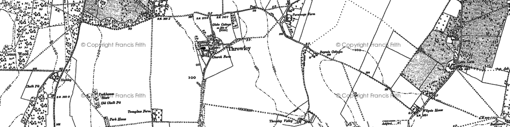 Old map of Throwley in 1896