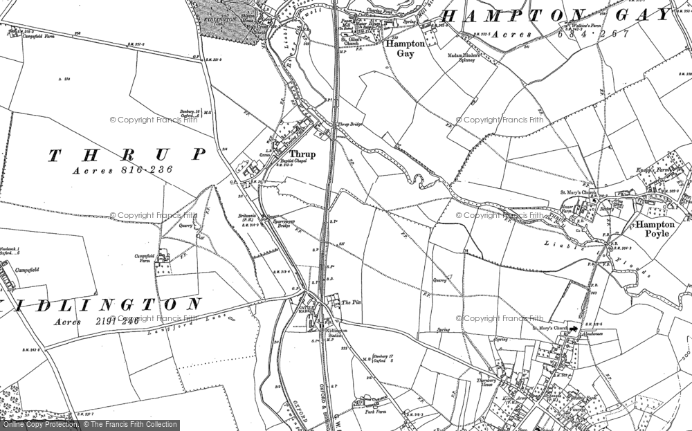 Old Map of Thrupp, 1898 in 1898