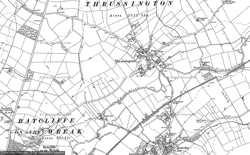 Old Map of Thrussington, 1883 - 1884 in 1883