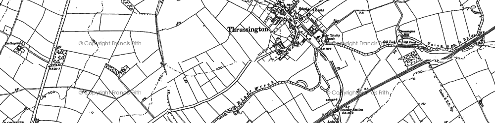 Old map of Thrussington in 1883