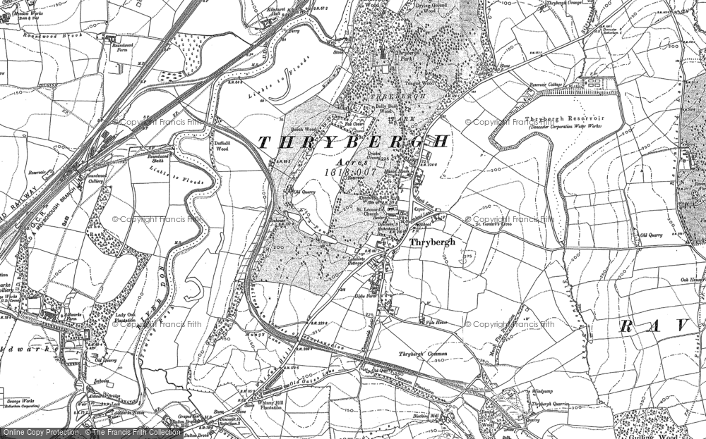 Old Map of Thrybergh, 1890 - 1891 in 1890