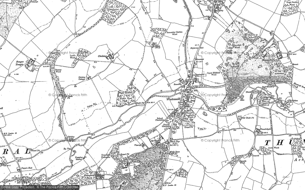 Old Map of Historic Map covering Ashridge Common in 1895