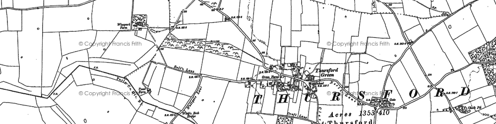 Old map of Thursford Green in 1885