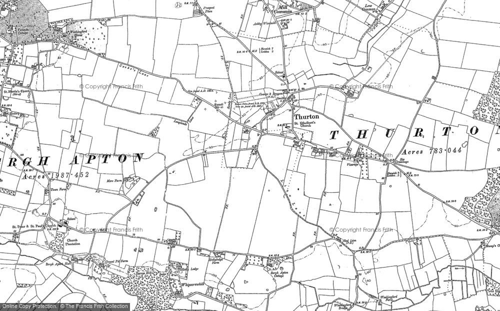 Old Map of Thurton, 1881 - 1884 in 1881