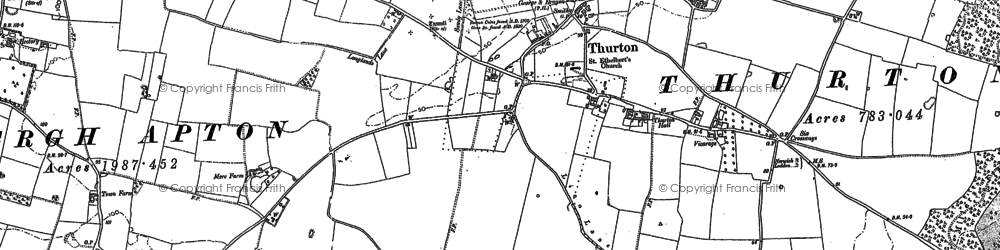 Old map of Thurton in 1881