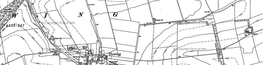 Old map of Thwing in 1888