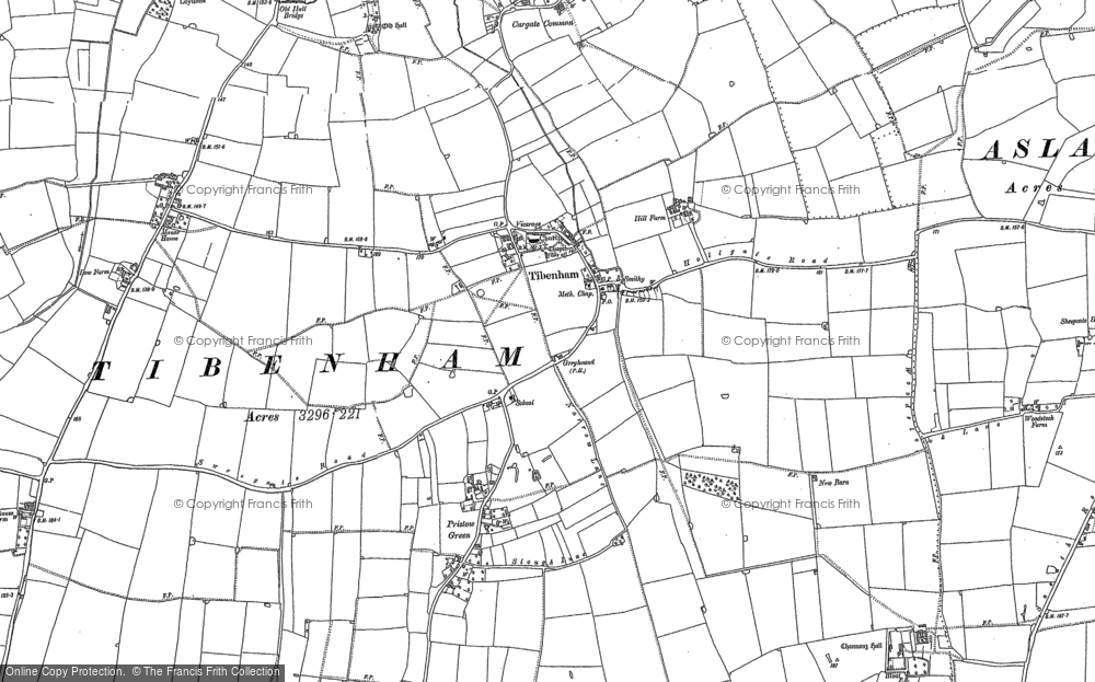 Old Map of Tibenham, 1883 in 1883