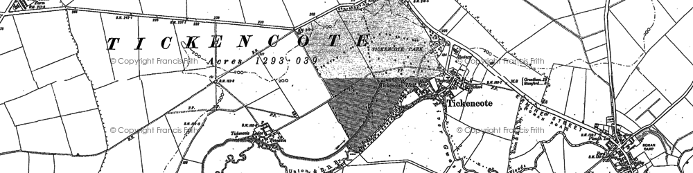 Old map of Tickencote in 1885