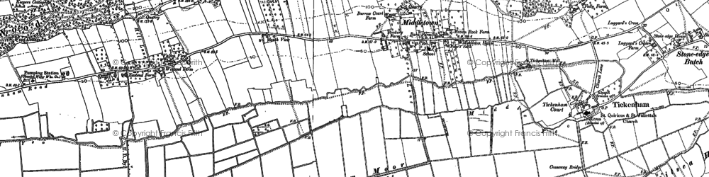 Old map of Tickenham Moor in 1883