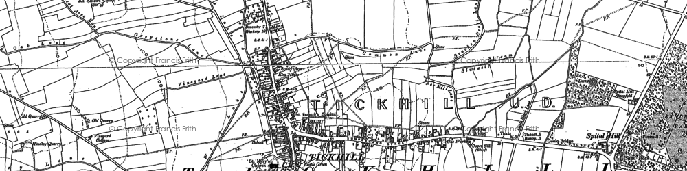 Old map of Tickhill in 1901