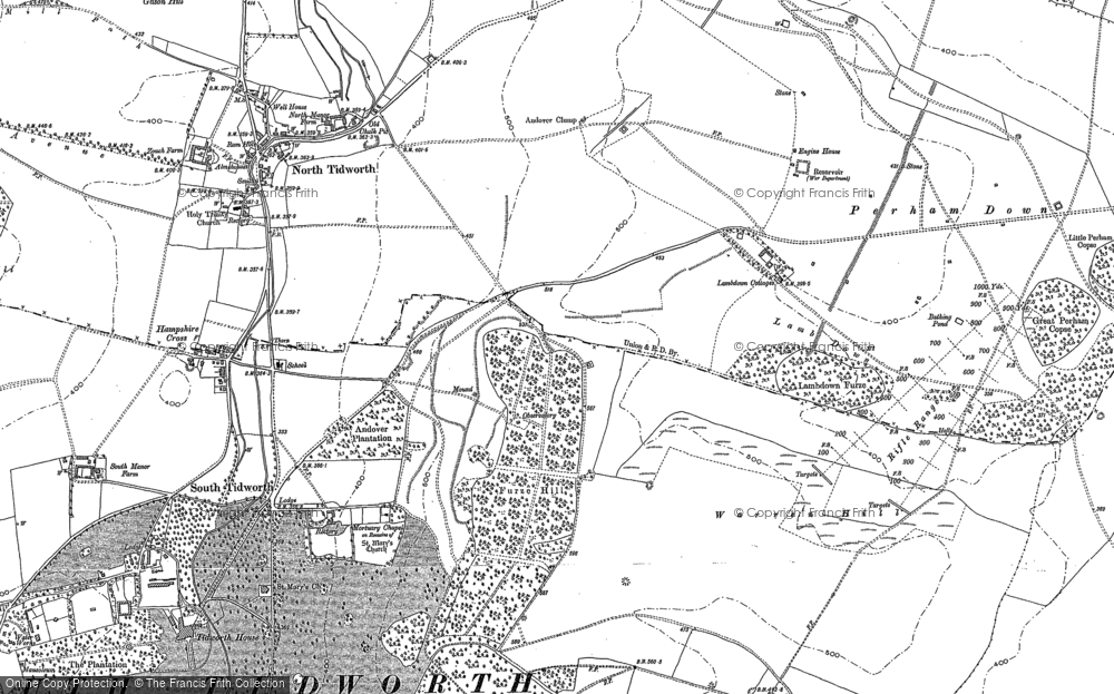 Old Map of Historic Map covering Brigmerston Down in 1899