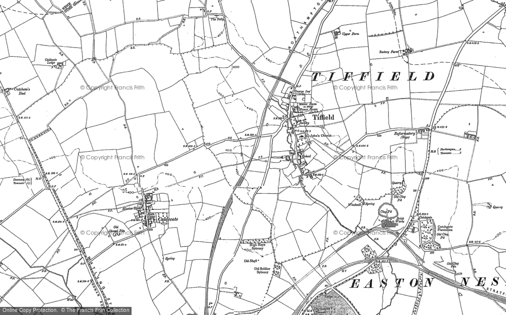 Old Map of Tiffield, 1883 in 1883