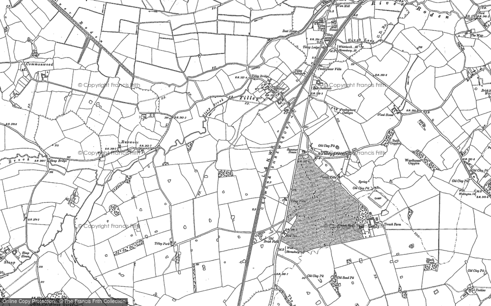 Old Map of Historic Map covering Tilley Green in 1880