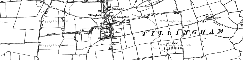 Old map of Tillingham in 1895