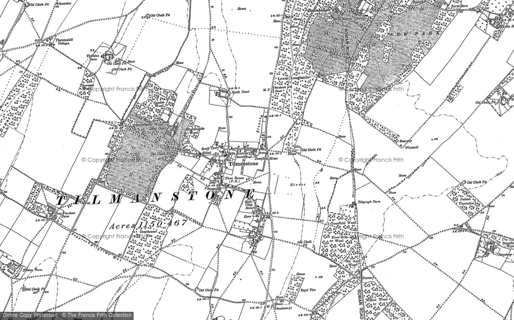 Old Map of Tilmanstone, 1872 in 1872