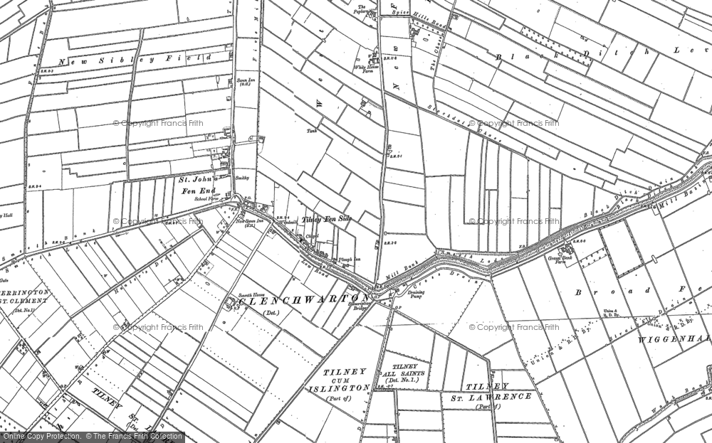 Old Map of Tilney Fen End, 1886 in 1886