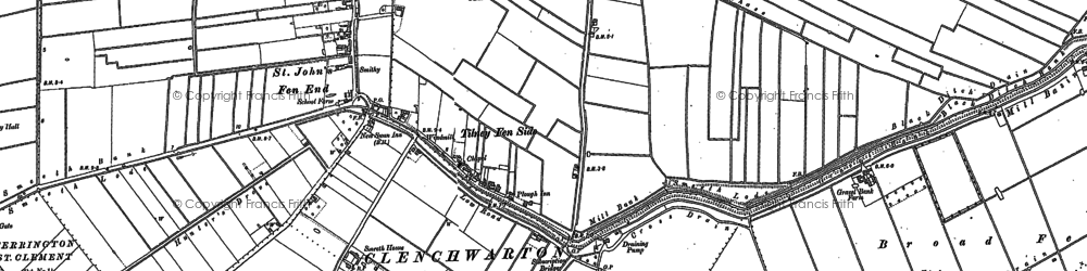 Old map of Tilney Fen End in 1886