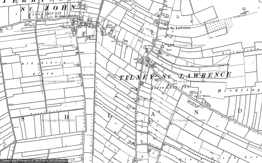 Old Map of Tilney St Lawrence, 1886 in 1886