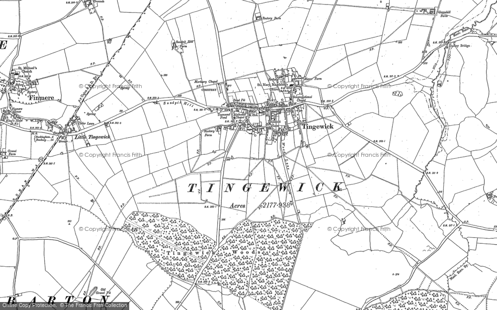 Old Map of Historic Map covering Lenborough Wood in 1898
