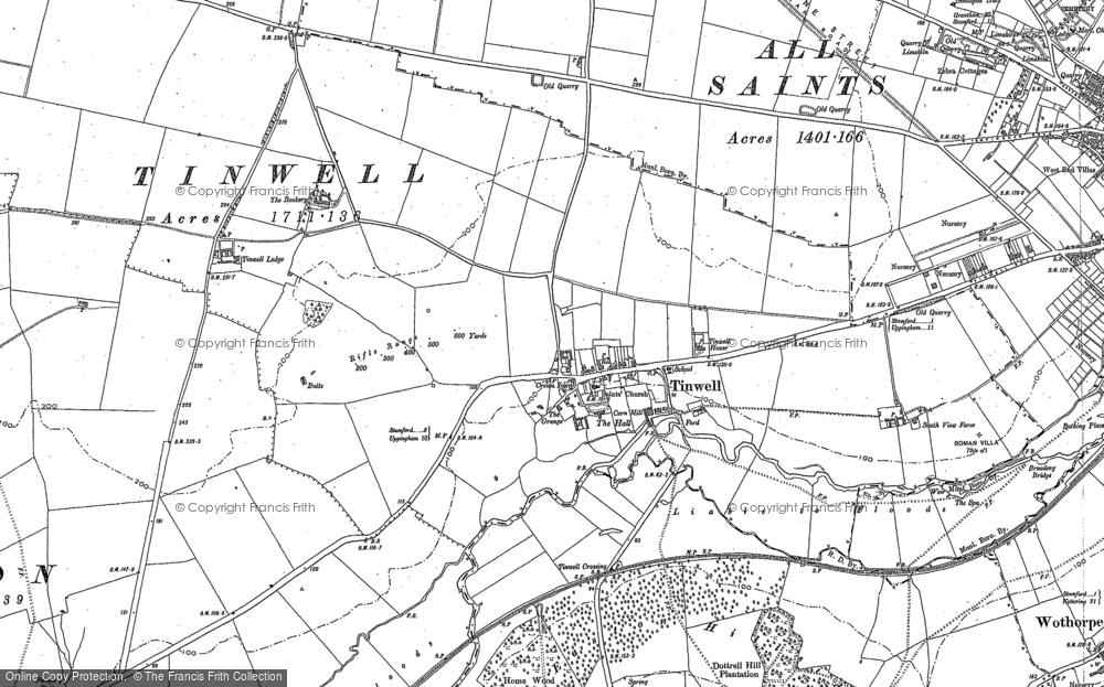 Old Map of Tinwell, 1885 - 1899 in 1885