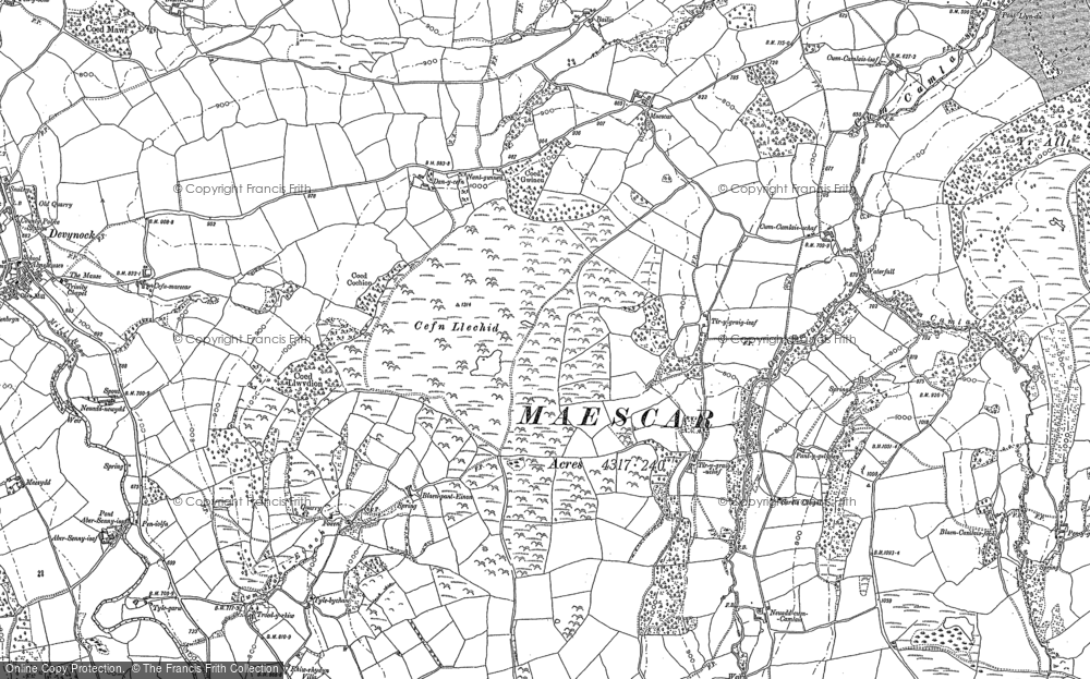 Old Map of Historic Map covering Blaencamlais in 1886