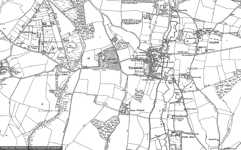 Old Map of Historic Map covering Titchfield Common in 1895