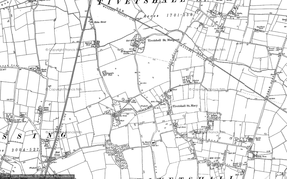 Old Map of Historic Map covering Bunnett's Moat in 1883
