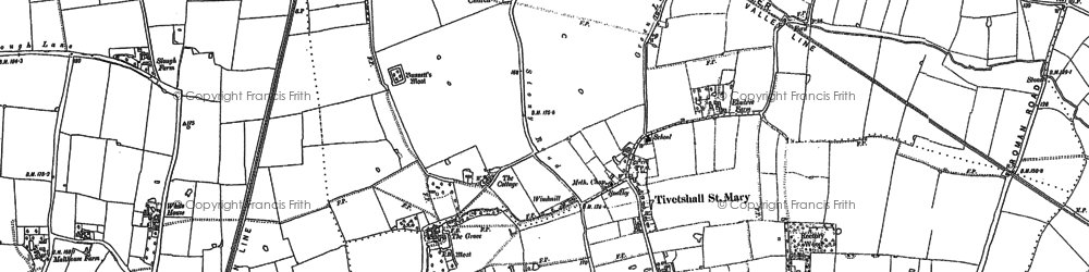 Old map of Tivetshall St Margaret in 1883