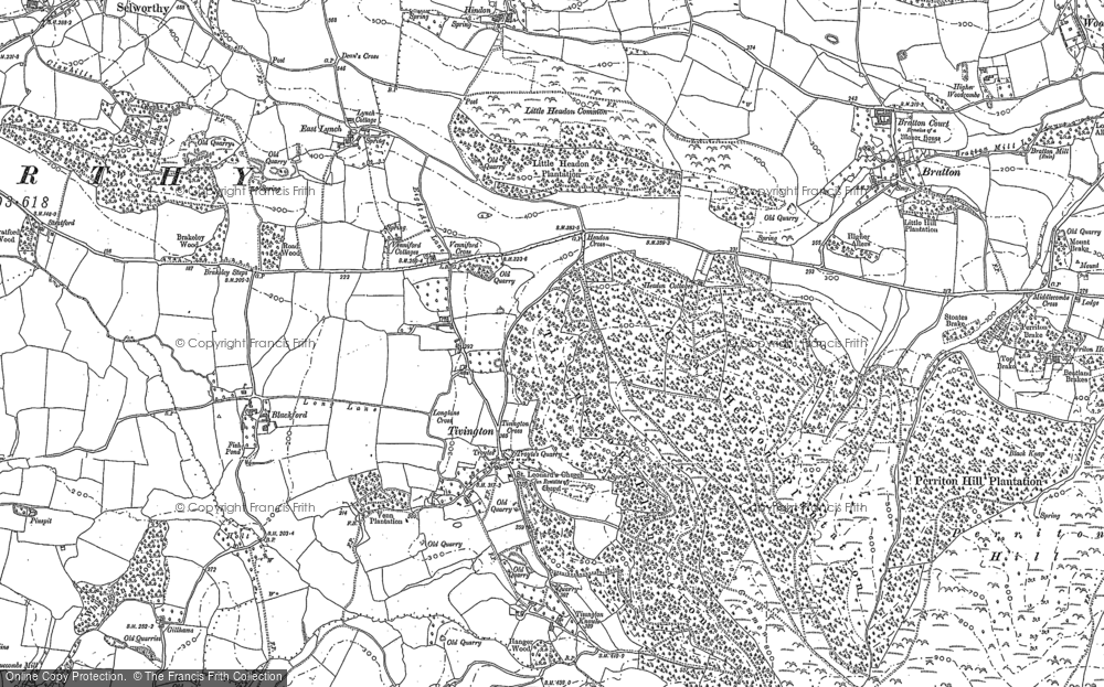 Old Map of Historic Map covering Tivington Knowle in 1902