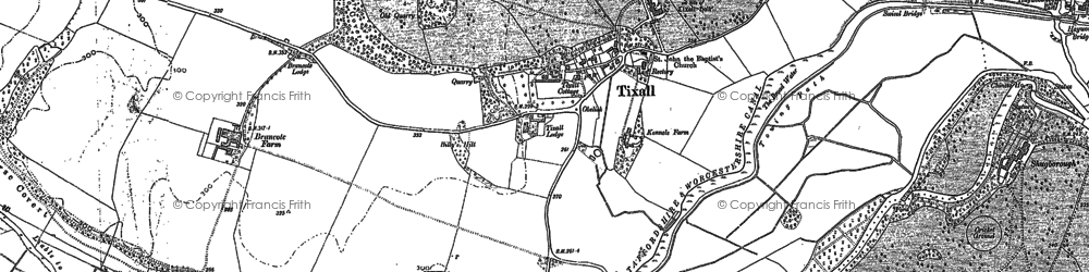 Old map of Tixall in 1880