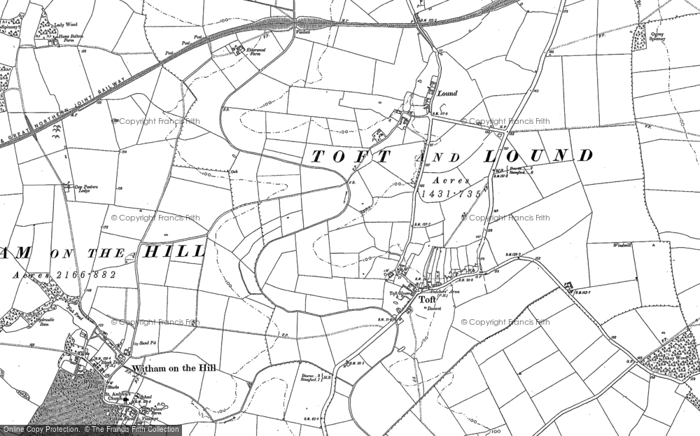 Old Map of Toft, 1886 - 1887 in 1886